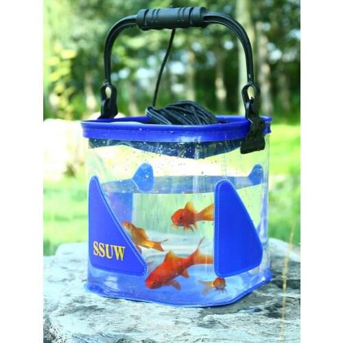 Clear Fishing Bucket Water Storage Bag Foldable Transparent Bucket Small Water Container Outdoor Bait Keg Fishing Accessories