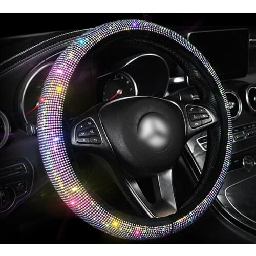 Luxury Diamond Crystal Car Steering Wheel Covers Universal Bling Bling Rhinestone Steering Wheel Cover for Girls Car Accessories