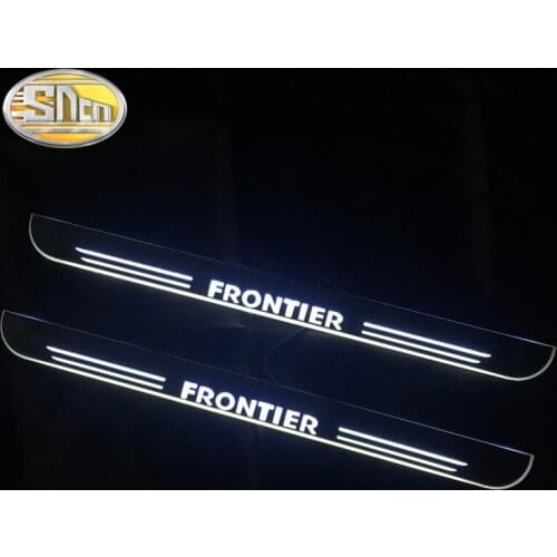 SNCN 4PCS Car LED Door Sill For Nissan Frontier 2015 - 2018 Ultra-thin Acrylic Dynamic LED Welcome Light Scuff Plate Pedal
