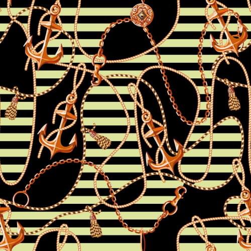 Leopard lock chain pirate anchor printed fabric 100% polyester textile fabric for dress chiffon satin swimsuit fabric available