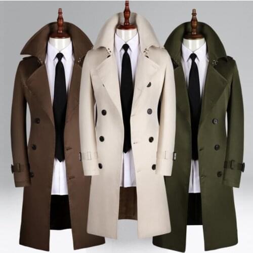 Mens trench coats man Medium length coat men clothes slim Business Casual overcoat long sleeve 2020 spring autumn new designer