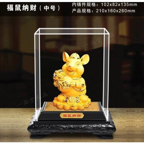 GOOD LUCK TOP foreign present gift # bring wealth fortune Propitious GOOD LUCK gold mouse HOME OFFICE Decoration gift box