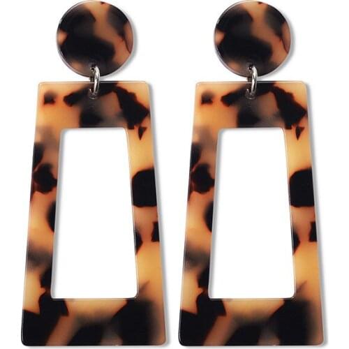 Vintage Colorful Jewelry Acrylic Resin Trapezoid Drop Dangle Earrings For Women Geometry Circle Big Long Earring Acetate Gift