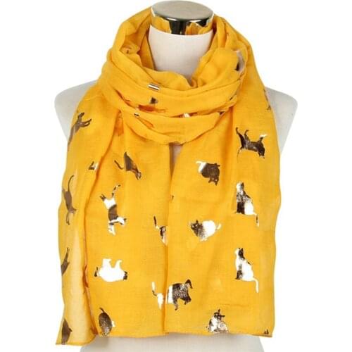 Winfox Fashion Shiny Pink Grey Navy Foil Gold Metallic Cat Scarf Wrap Shawl Foulard Ladies Women