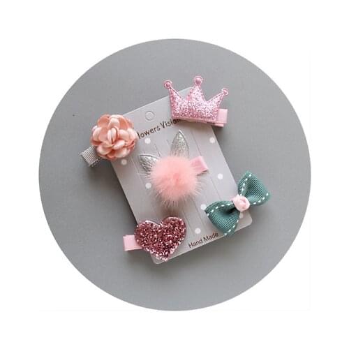 5Pcs Mixed Cartoon Styles Baby Kids Girls Hairpin Hair Clips Jewelry Decor Gift