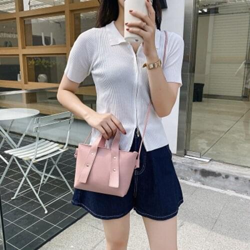 Rivet Women Shoulder Bag Fashion Solid Color Zipper Ladies Crossbody Bag Casual PU Leather Party Small Handbag