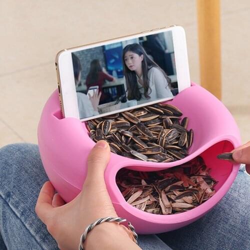 1PCS Living Room Creative Shape Lazy Snack Bowl Plastic Double Layers Dry Fruit Snack Storage Box Bowl Lazy Fruit Plate