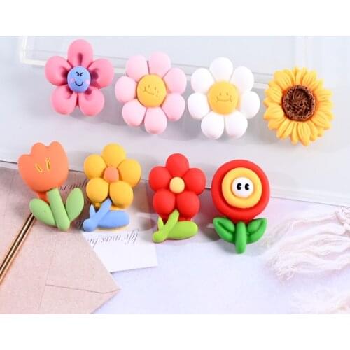 10Pcs Mixed Mini Flower Flatback Resin Cabochon Cute Sunflower Fit Phone Decoration DIY Scrapbooking Hair Accessories