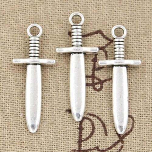 12pcs Charms Dagger 30x12x4mm Antique Making Pendant fit,Vintage Tibetan Bronze Silver color,DIY Handmade Jewelry