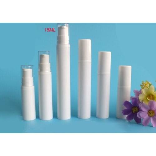 15ML white airless pump vacuum plastic bottle lotion bottle with Clean/white LID Refillable Bottles CONTAINER FOR COSMETIC