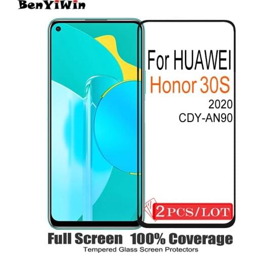 2PCS Original Full Cover Screen Protector Tempered Glass For HUAWEI Honor 30S 30 S 9H On Protective Case Film For Honor30S Glass