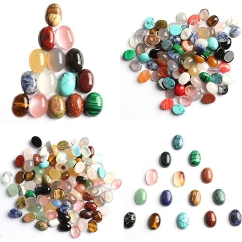 Wholesale natural stone mixed Oval Shape CAB CABOCHON beads for Jewelry Making Diy Jewelry Accessories 6x8mm 8x10mm 20pcs/lot