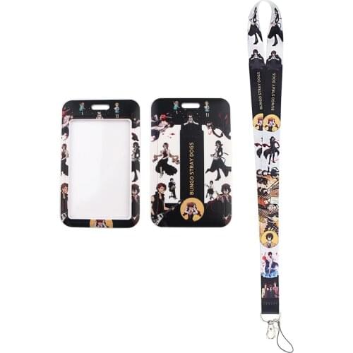 24pcs/lot MD474 DMLSKY Anime Necklack Lanyard Key Gym Strap Multifunction Phone Decoration With Card Holder Cover