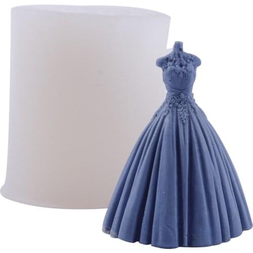 3D Princess Dress Skirt Silicone Candle Mold DIY Aromatherapy Candle Soap Mold Handmade Epoxy Resin Wedding Handcraft Tool