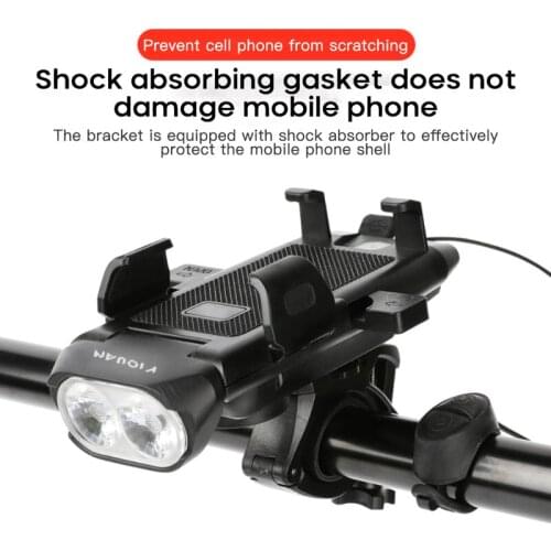 4 in1 Bike bicycle Phone Holders & Stands 1500 lumens LED Headlight Horn Bell Phone Bracket Holder 3000 mAh USB Rechargeable