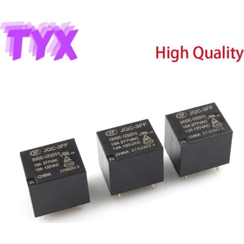 5Pcs Brand New Genuine Power Relay HF-JQC-3FF-5 005 9 009 12 012 24 024 VDC -1ZS 1HS 10A 4Pin 5Pin Small Relay