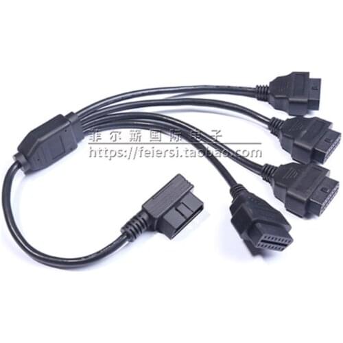 50CM Automotive OBD2 one male to four female connection cable extension 16pin OBDII
