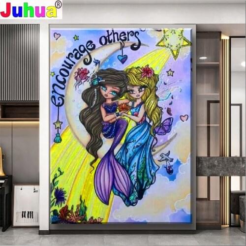 5D Crystal Diamond Embroidery Mermaid And Fairy Drill Diamond Painting Cartoon Girl Picture Of Home Decoration Birthday Present