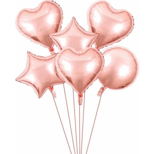 6pcs Baby Shower Globos 18 inch white rose gold star helium foil Balloons girl boy Birthday 1st Party Supplies Decor Pure color