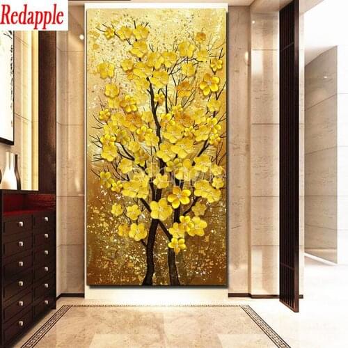 Diamond Painting Gold Tree pattern Full Drill Square Round 5D DIY Diamond Embroidery money Flower large Entrance Wall Decoration