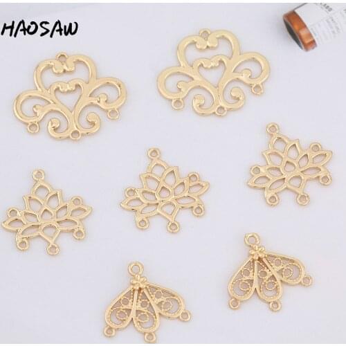 HAOSAW Choose 6Pcs/Lot Cooper Connection/Classical Lotus/Fine Plating/Jewelry Accessory/DIY Jewelry Making/Earring Findings