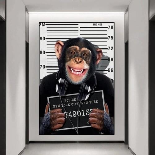 Canvas Painting Fun Art Criminal Monkey Posters and Prints Animals Picture Decorative Picture for Living Room Decor No Frame