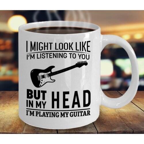 I'm Playing My Guitar/PIANO 320ml Ceramic Coffee Mug Funny Guitarist Mugs for Guitars Lover Gift