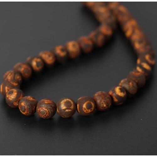 3Strands/Lot Brown Antiquity Rust Old Eye Tibetan Dzi Onxy Matte Round Loose Beads Wholesale,DIY Jewelry Making Different size
