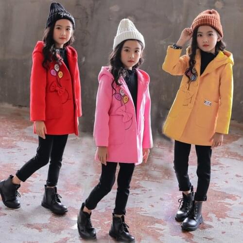 Flower Jacket Winter Spring Coat Outerwear Top Children Clothes School Kids Costume Teenage Girl Clothing Woolen Cloth High Qual