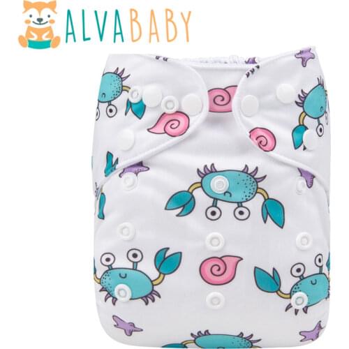 Alvababy Reusable Diaper New Printed Baby Cloth Nappy with 1pc Microfiber Insert