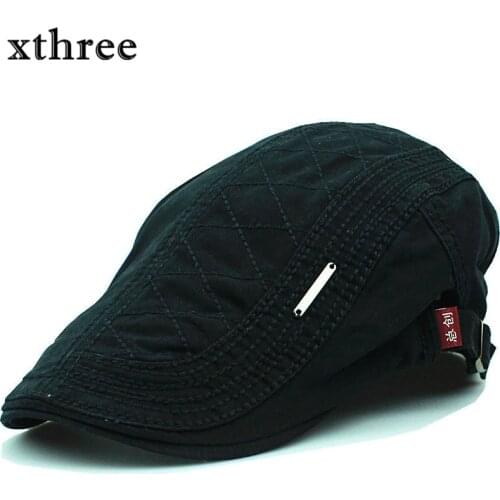 Xthree Fashion Beret Cap Cotton Hats for Men and Women Visors Sunhat Gorras Planas Flat Caps Adjustable Berets