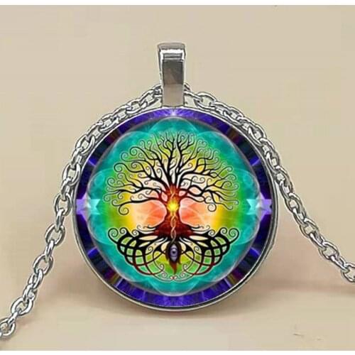 New Fashion Flower of Life Pendant Necklace Round Glass Flower of Life Pendants Lampwork Murano Glass Necklace