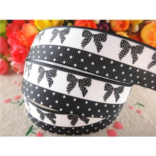 New arrival 7/8" (22mm) bow printed grosgrain ribbons dots ribbon hair accessories 5 yards SD1152
