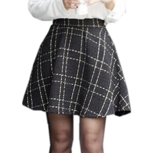 2020 Autumn Winter Plaid Skirt Women High Waist Woolen Skirt Fashion Plus Size A-Line Short Skirt skirts women LY71