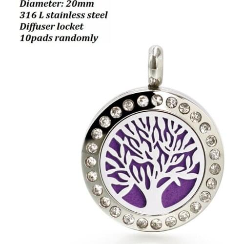 Diffuser locket necklace for women kids jewelry Pendant Crystal 20mm Magnetic Essential Oil Stainless Steel medallion free 10pad