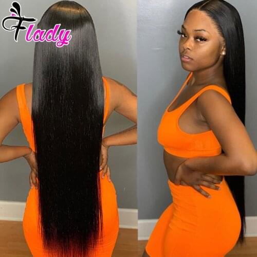 HD Transparent Lace Front Human Hair Wigs PrePlucked For Women Peruvian Straight 13x4 Lace Frontal Wig With Baby Hair Flady Remy