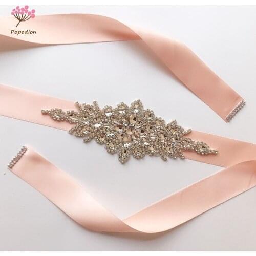 Popodion Wedding rhinestone belt wedding belt crystal bridal belt dress accessories WAS10133