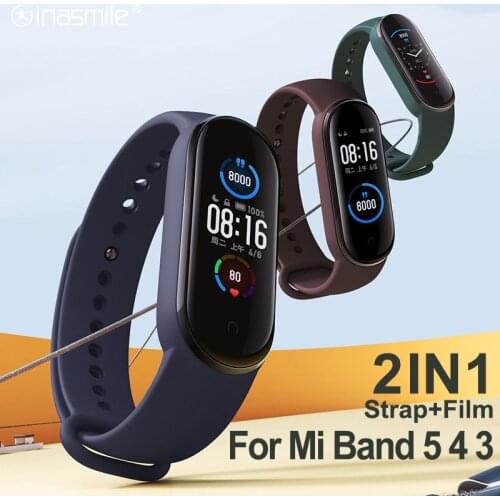 Aweful Replacement For Xiaomi Mi Band 3 4 5 strap Strap for xiaomi mi band 5 smart bracelet Silicone correa screen protector