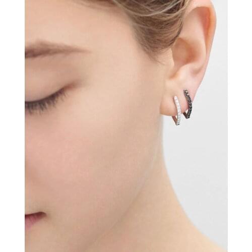 Cute lovely multi piercing mini hoops micro pave clear cubic zirconia small oval hoop earring