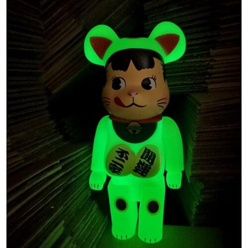 Luminous Smile Luckly Cat Bearbricklys Action Figures Bear Dolls Toys Collectible Noctilucent Figurine Ornaments 400