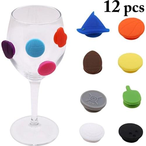 12pcs Wine Glass Charm Cute Athletic Sports Wine Glass Marker Drinking Buddy Cup Identification Cup Labels Tag Signs Accessories