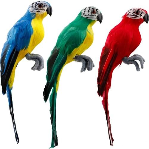 3Pcs Garden Decoration Props Artificial Macaw Parrot Crafts Simulation Parrots Home Ornament Artificial Feather Birds