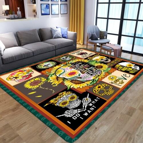 3D funny Skull Floor Carpets Gothic Anti slip Area Rugs Bedroom bedside sunflower Decorative Tapete Kids Play washable floor Mat