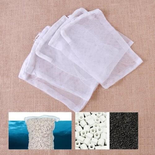 5PCS filter net bag aquarium fish tank pond net bag zipper net biological ball activated carbon isolation storage bag 20x15cm