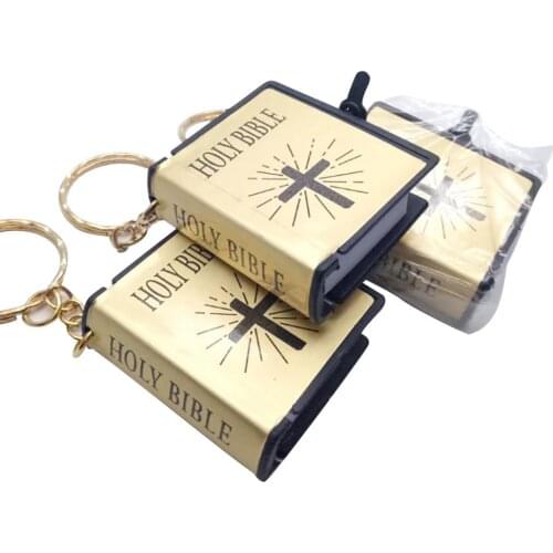 Key Ring Mini Delicate Holy Bible Book Keychain Decoration Key Chain For Men HOLY BIBLE Religious Christian Jesus Cross Keyring