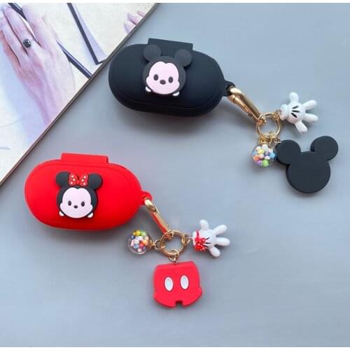 Disney Minnie Mickey Earphone Case Cover With KeyChain for Samsung Galaxy Buds/Buds+ Silicone Bluetooth Wireless Headphone Cover