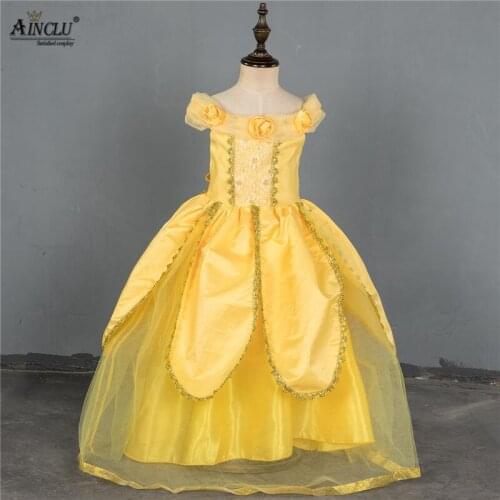 Kids Fair BELLA Girls Christmas Costumes Long Dresses Beauty and The Beast Cosplay Clothing Children Princess Belle Dresses