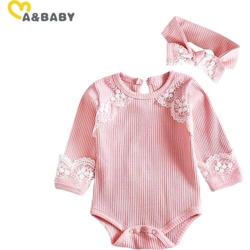 Ma&Baby 0-18M Newborn Infant Baby Girls Lace Knitted Romper Long Sleeve Cute Jumpsuit Autumn Baby Girl Clothes