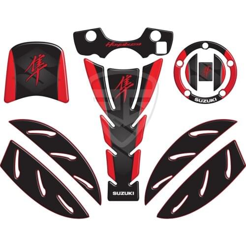 FOR SUZUKI HAYABUSA GSXR1300 GSX1300 R GSXR 1300 Motorcycle Tank Pad Protector Red - Black 3D Gel Sticker Decal