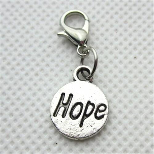 Hot Selling 20pcs/lot Silver Hope Dangle Charms Lobster Clasp Charms DIY Bracelet&Bangles Jewelry Accessory Hanging Charms